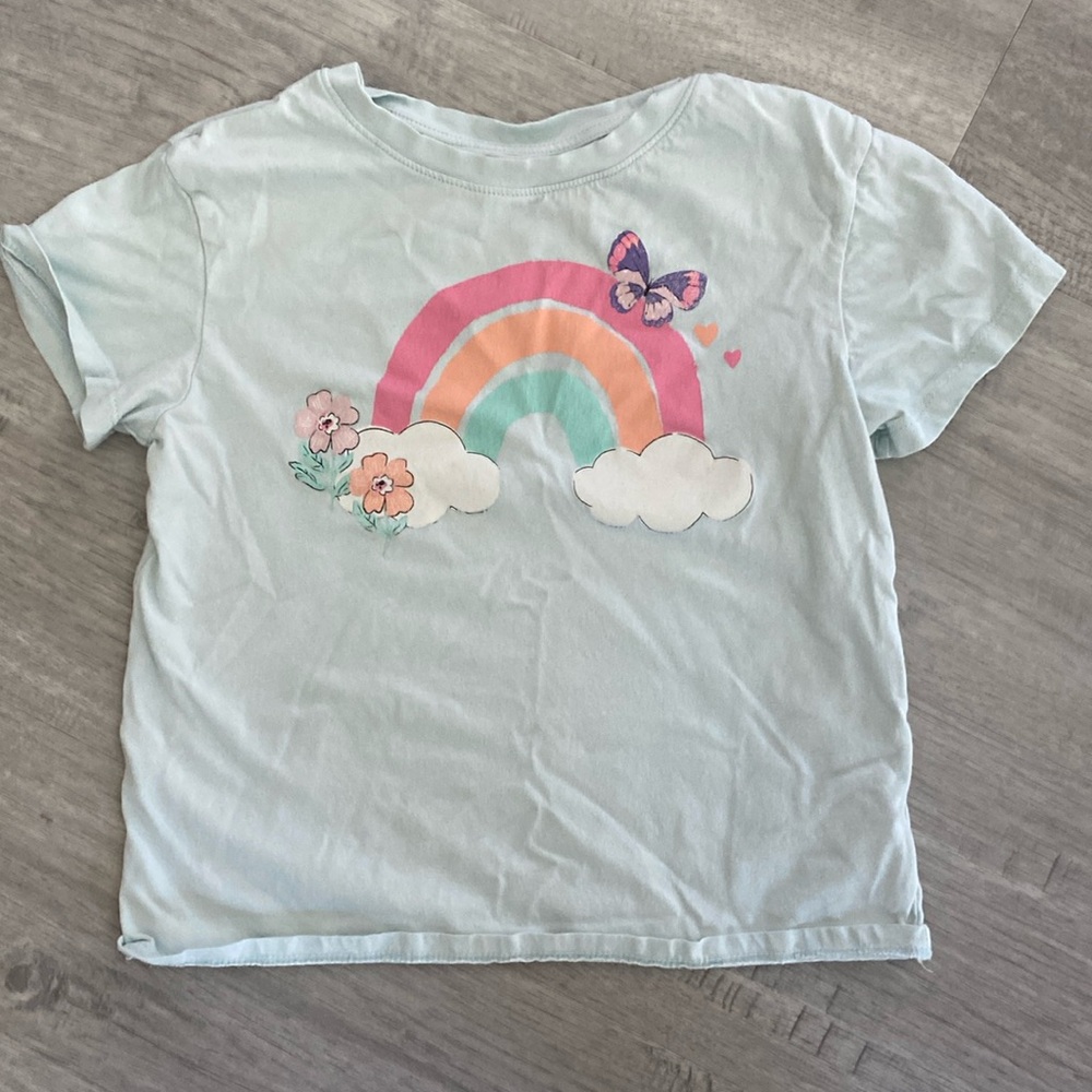 Girls H&M Rainbow Butterfly light Blue Cotton shirt size 6